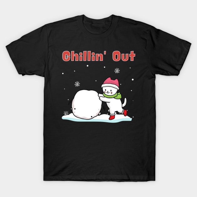 Chillin' Out - Cute Kitten Playing With Snowball T-Shirt by Bro Aesthetics